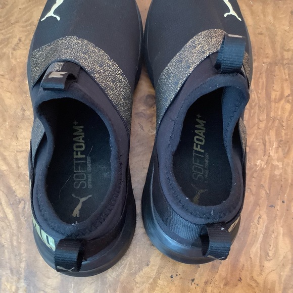 PUMA  194116-02 Prowl Slip-on Athletic Women Shoes Size 8 Soft Foam  Black Gold - Picture 6 of 12